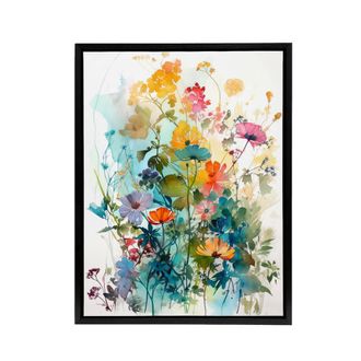 Artery8 Colourful Spring Wild Flowers Framed Canvas Wall Art Print | Size: W24 x H32