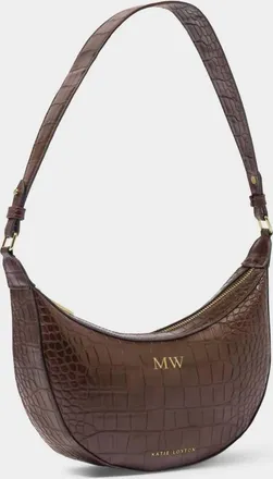 Katie Loxton Womens Marni Faux Croc Small Shoulder Bag In Chocolate