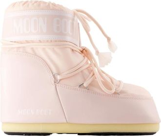 Moon Boot Icon Enkellaarsjes - Dames - Winterlaarzen - Roze - 36 EU - Leer - Schoenen