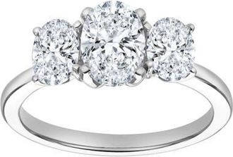 LuvMyJewelry Delila 14K Gold Oval Cut Lab Grown Diamond Trinity Ring - 2 ct in 14K White Gold at Nordstrom, Size 6.5