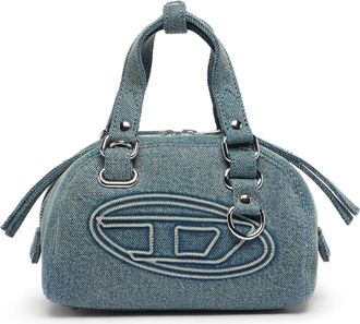 Diesel 1DR Dome-Small bowling bag in denim with Oval D logo - Crossbody Bags - Unisex - Blue