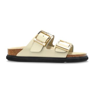 Birkenstock Arizona Droplet Buckle Cupsole Slides - Dames - Sandalen - Beige - 40 EU - Leer - Schoenen