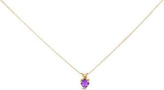 House of Brilliance 14K Gold 5X5 MM Heart Shaped Gemstone Solitaire Pendant Necklace in Purple Amethyst | Yellow at Nordstrom