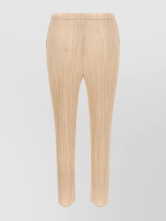 Pleats Please Issey Miyake polyester slim-fit trousers