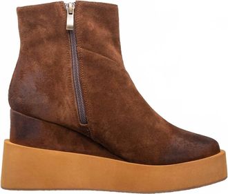 Antelope Womens Side Zip Suede Platform Ankle Boots In Chocolate
