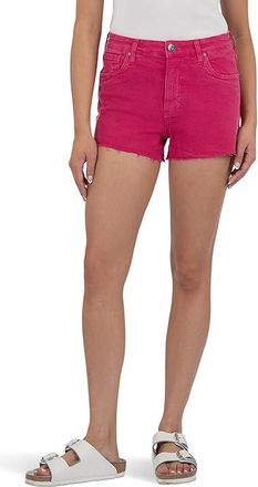 Kut from the Kloth Jane High-Rise Shorts with Raw Hem Womens Shorts Fuchsia : 18 3, Cotton/Spandex