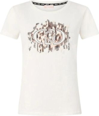 Liu Jo T-shirt met korte mouwen en dierenprint - Dames - T-shirts - Wit - L - Katoen - Tops