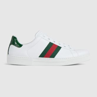 Gucci Womens Gucci Ace Sneaker, White, Leather