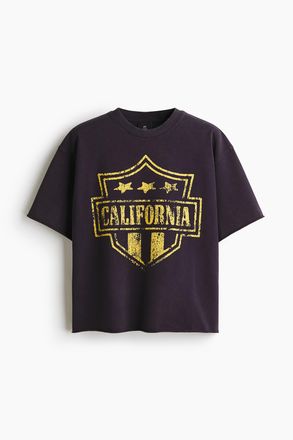 H&M Kastiges T-Shirt in Oversized Fit - Dunkelblau/California