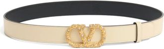 Valentino Garavani 30mm VLogo Signature belt - women - Calf Leather/Metal - 100 - Neutrals