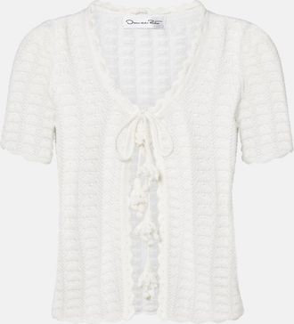 Oscar De La Renta Pointelle cotton and silk cardigan