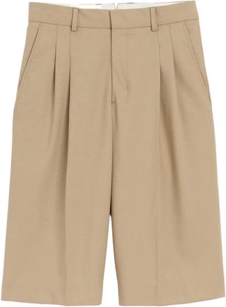 Ami Bermuda Large Two-Pleat Gabardine Shorts - Dames - Korte Broeken - Beige - XS - Katoen - Korte Broeken