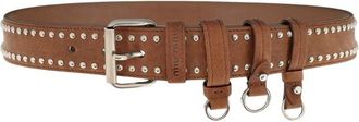 Miu Miu Aviator Nappa Riem met Sleutelhanger Bedel - Dames - Riemen - Bruin - 90 CM - Leer - Accessoires