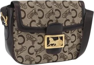 Celine Pre-owned Vintage Canvas Schoudertas - Dames - Vintage Schoudertas - Beige - ONE Size - Leer - Vintage