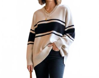 Sanctuary Stitch Fix Oversized Sweater In Beige Black Stripe