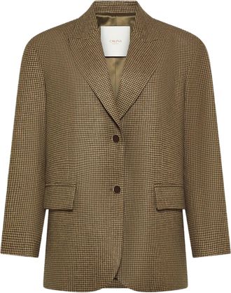 Cruna Brown Checkered Flap Pockets Tailored Blazer