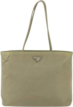 Prada Pre-owned Tote Bags, female, Beige, Size: ONE SIZE Pre-owned Nylon Tote