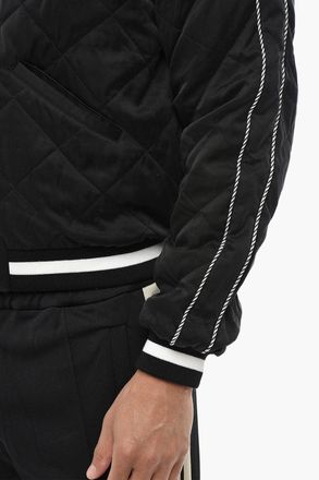 Palm Angels Quilted Bomber With Contrast Side Details Palm Angels