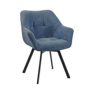 Clp Silla de comedor con reposapi&eacute;s en pana azul