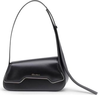 Santoni Stijlvolle Schoudertas - Dames - Schoudertassen - Zwart - ONE Size - Leer - Tassen