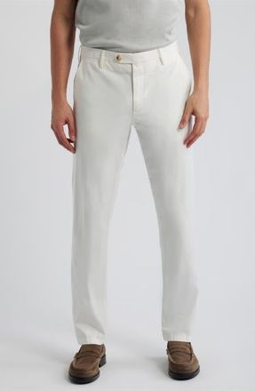 Canali Flat Front Stretch Cotton Blend Twill Chinos in White at Nordstrom, Size 58 X R