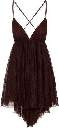 Elisabetta Franchi Floral-Lace Mini Dress - Dames - Feestkleedjes - Bruin - S - Tule - Kleedjes