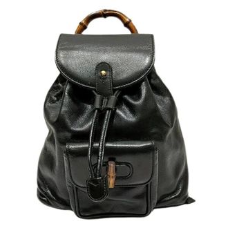 Gucci Pre-owned Backpacks, female, Black, Size: ONE SIZE Pre-owned Bamboo Leather Backpack