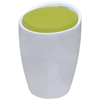 vidaXL Taburete De Cuero Sint&eacute;tico Blanco Blanco Y Verde Vidaxl