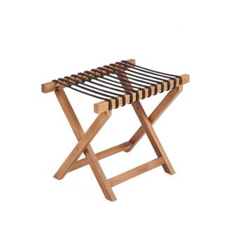 Bazar Bizar Portamaletas de madera de teca y cuerda trenzada en marr&oacute;n 55x40x50 cm