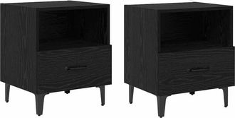 vidaXL Bedside Cabinet with Drawer 2 pcs Black oak 40 x 35 x 47.5 cm vidaXL