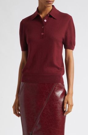 Toccin Rue Wool Short Sleeve Polo in Oxblood at Nordstrom, Size Xx-Small