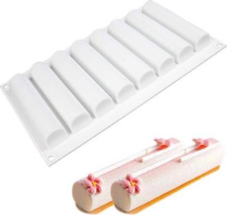 No Brand Molde Cil&iacute;ndrico De Silicona Para Tarta De Mousse, Moldes 3d Para Hornear Postres Franceses, Pasteles Y Chocolate (8 Cavidades)