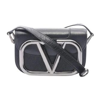 Valentino Pre-owned Supervee Leren Schoudertas - Dames - Pre-owned - Zwart - Maat: ONE Size Leer