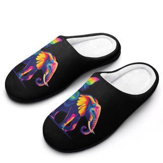 Generic Colourful Elephant Butterfly Womens Slippers Warm House Slippers Indoor House Shoes with Anti-Skid Rubber Sole