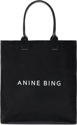 Anine Bing Canvas Tote met Polyurethaan Coating - unisex - Shoppers - Zwart - ONE Size - Tassen