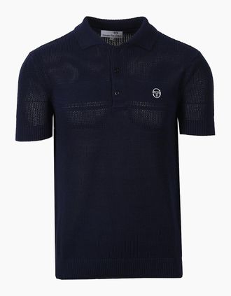 Sergio Tacchini Mens SERGIO TACCHINI SABINO KNITTED POLO SHIRT MARITIME BLUE - Black - Size: 44