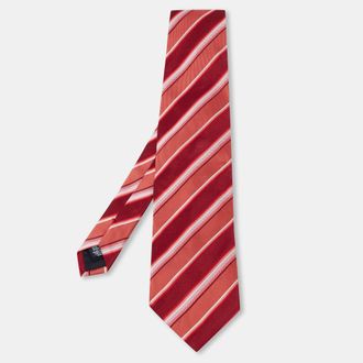 HUGO BOSS Boss By Hugo Boss Red & Coral Striped Silk Tie