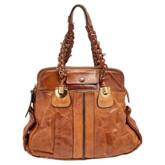 Chlo&eacute; Tweedehands leren handtassen - Dames - Vintage Handtas - Bruin - ONE Size - Leer - Vintage