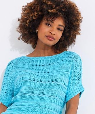 Joe Browns Boatneck Pointelle Sweater in Light Blue at Nordstrom, Size 3X
