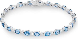 Bespoke 18ct White Gold Diamond & Sapphire Line Bracelet
