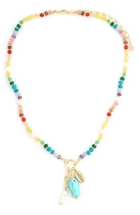 Panacea Beaded Fish Pendant Neckace in Multi at Nordstrom Rack