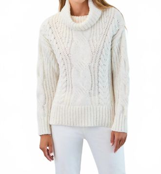 FDJ Cowl Neck Cable Sweater In Cream