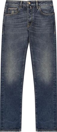 Moorer Klassieke donkerblauwe jeans met een ingedragen casual effect - Heren - Slim Fit Jeans - Blauw - W30 - Katoen - Jeans