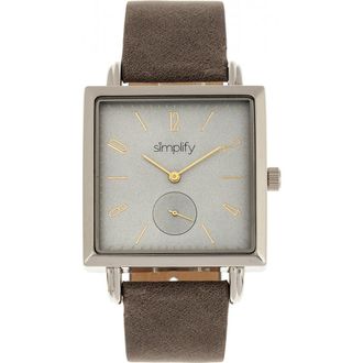 Simplify The 5000 Leather-Band Watch in Charcoal/grey at Nordstrom