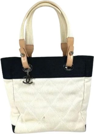 Chanel Pre-owned Tote Bags, female, White, Size: ONE SIZE Pre-owned Canvas Shoulder Tote Bag
