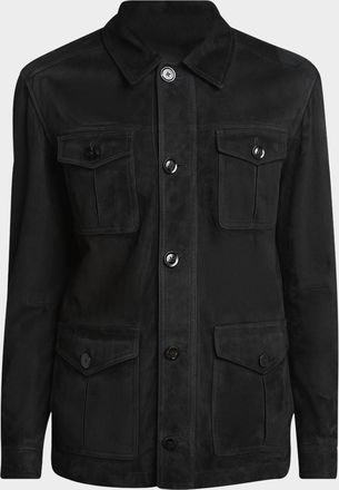 Tom Ford Men & apos;s Suede Four-Pocket Military Jacket