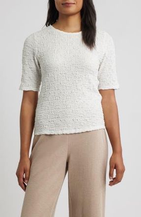Eileen Fisher Crewneck Textured T-Shirt in Ivory at Nordstrom Rack, Size X-Small