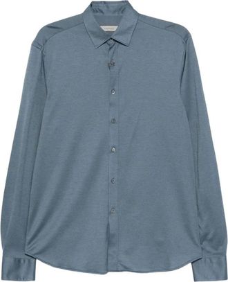 Canali Sportshirt - Heren - Casual Overhemden - Blauw - M - Katoen - Overhemden