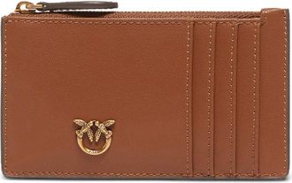Pinko Airone Card Holder In Brown Leather