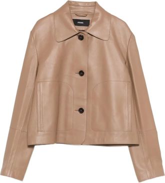 Arma Emy collar leather jacket - women - Lambskin - 38 - Brown